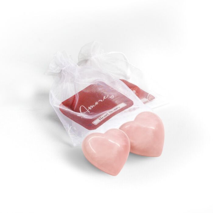 Amore Heart Coração Conjunto de 2 pedras curativas em forma de coração