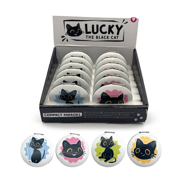 Espelho Compacto - Lucky o Gato preto da sorte