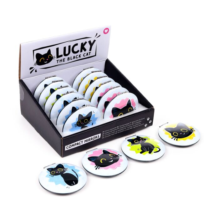 Espelho Compacto - Lucky o Gato preto da sorte