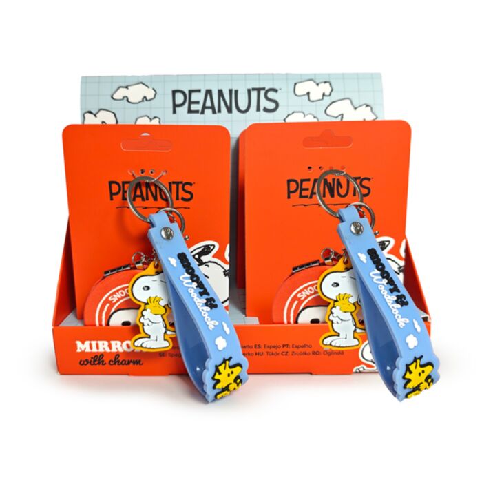 Peanuts Snoopy & Woodstock Porta-chaves com espelho e charm