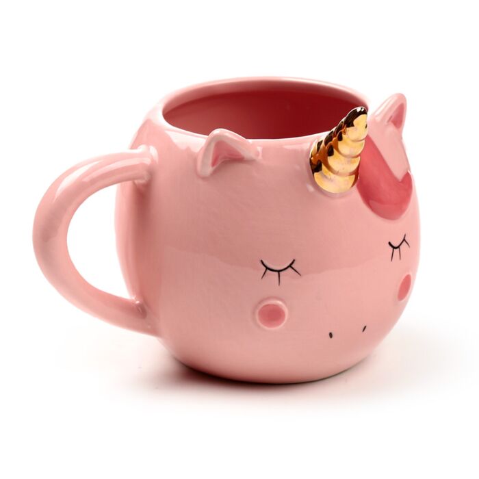 Caneca Cerâmica com forma Unicórnio Encantado - Rosa