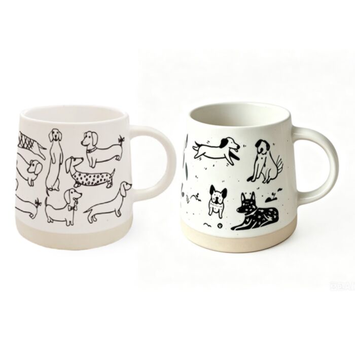 Caneca de grés com ilustrações de cães
