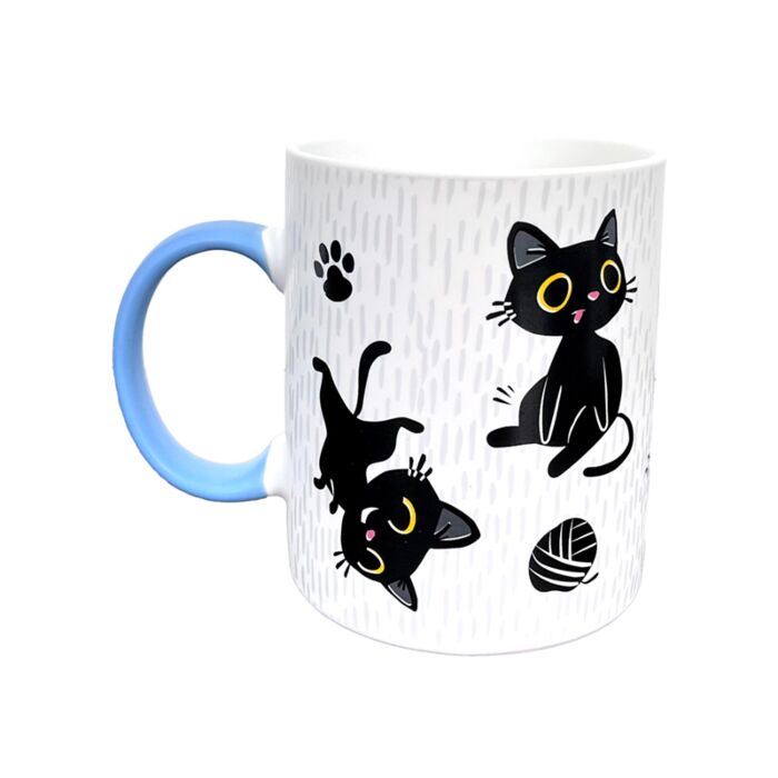 Caneca de Porcelana Lucky o Gato Preto da sorte