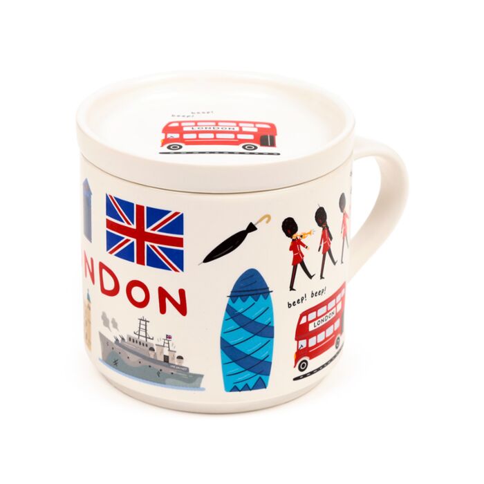 Conjunto de caneca e tampa com base para copos Souvenir de Londres