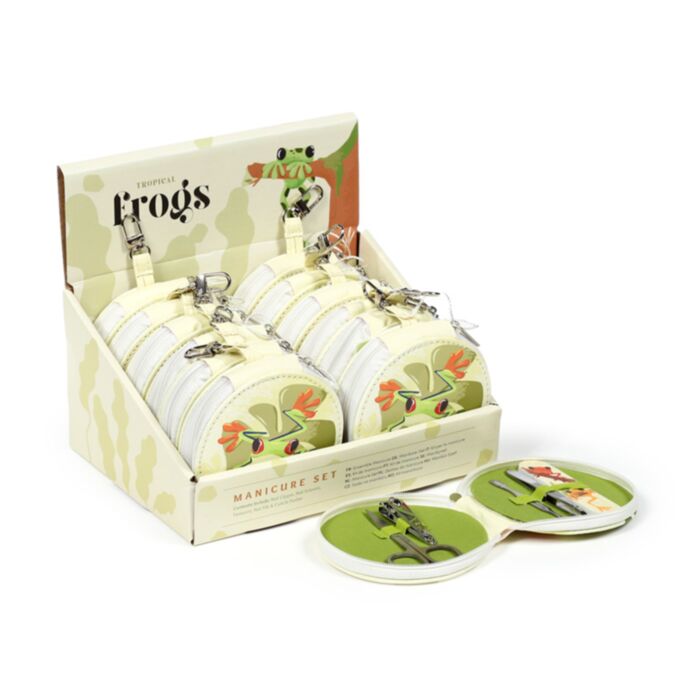 Set de 5 peças de manicure estojo redondo Rãs tropicais