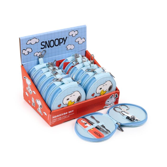 Set de 5 peças de manicure estojo redondo Peanuts Snoopy & Woodstock 
