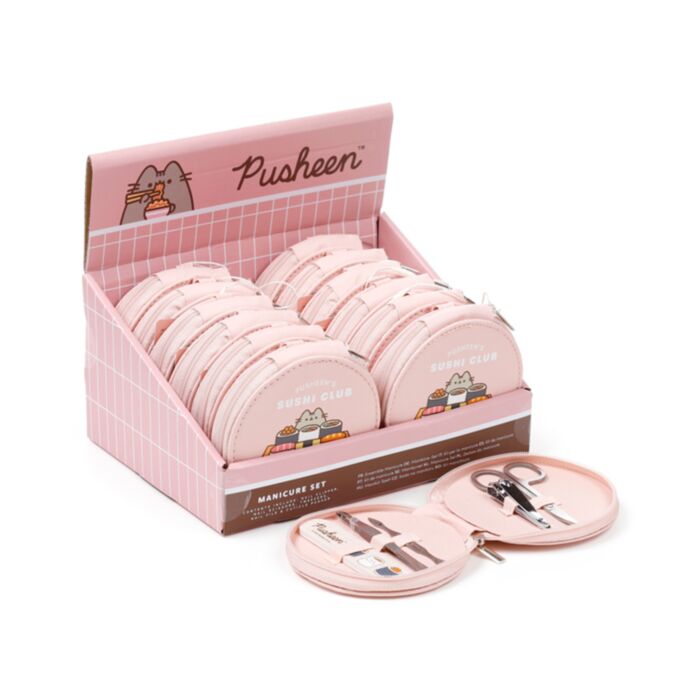 Set de 5 peças de manicure estojo redondo -Pusheen the Cat Sushi Club