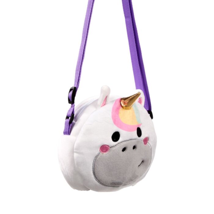 Bolsa de tiracolo em pelúcia Adoracorns Astra o unicórnio