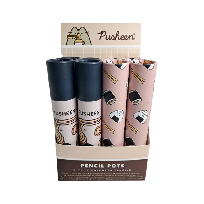 Tubo grande com 12 lápis de cor Pusheen the Cat Sushi Club 