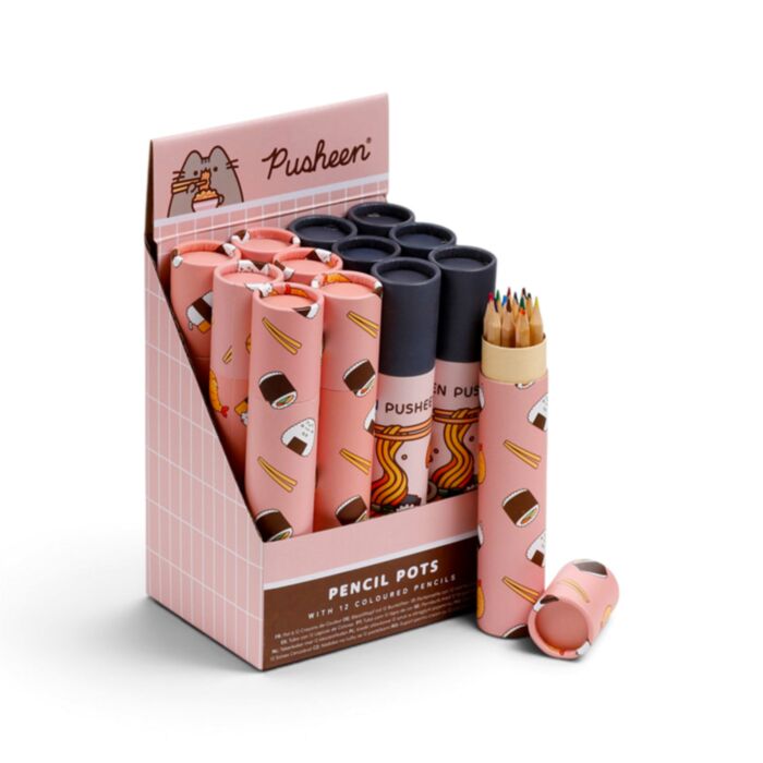 Tubo grande com 12 lápis de cor Pusheen the Cat Sushi Club 