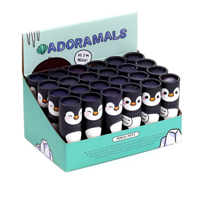 Adoramals Pinguim - Tubo com 12 lápis de cor