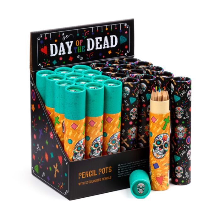 Dia dos mortos - Tubo grande com 12 lápis de cor