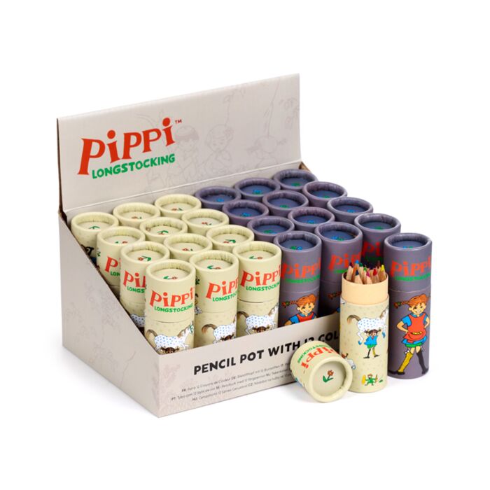 Tubo com 12 lápis de cor Pipi das Meias Altas