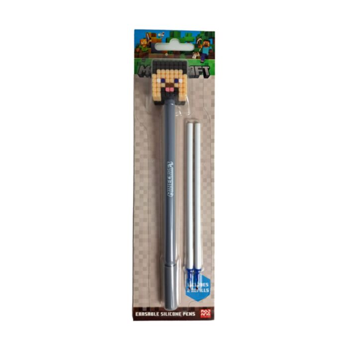 Caneta apagável com topo de silicone Minecraft Steve