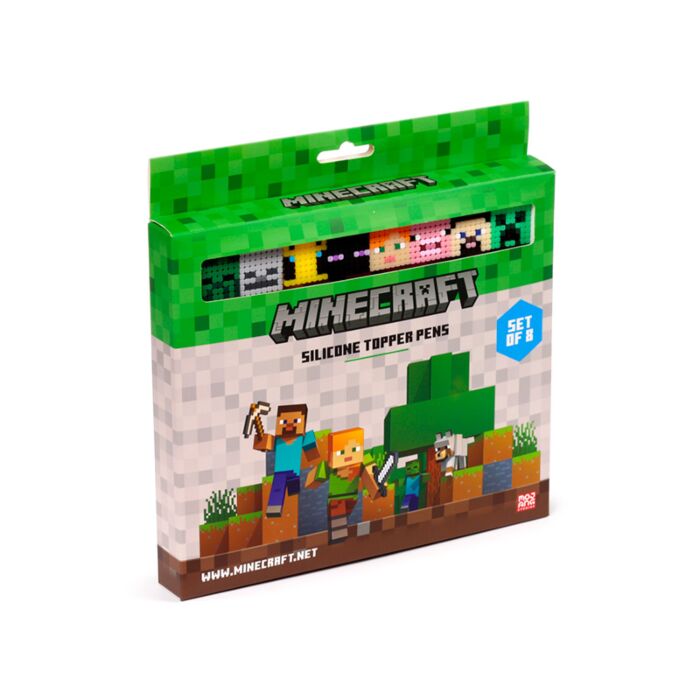 Caneta de Ponta Fina Minecraft - Conjunto de 8 peças com topos de silicone