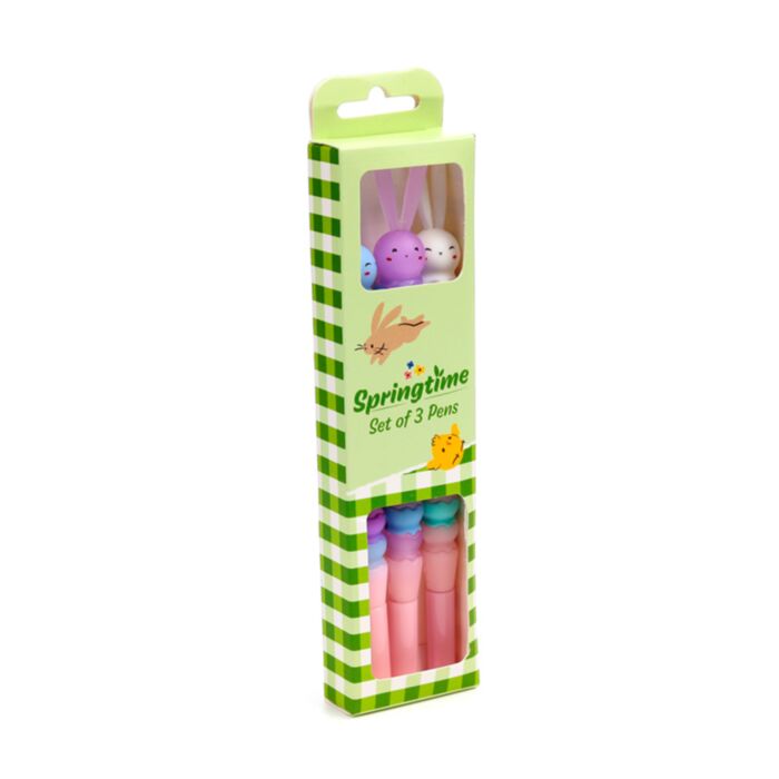 Conjunto de 3 canetas de ponta fina com forma Springtime Coelho