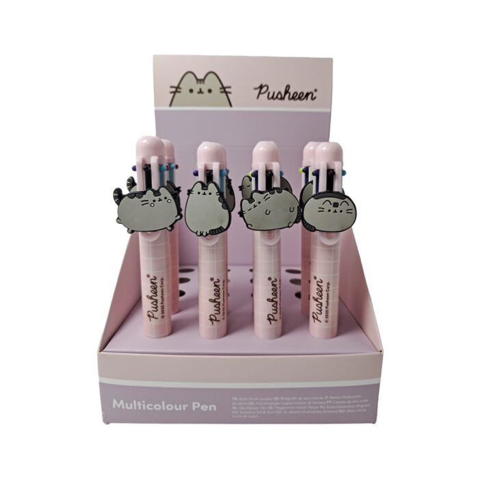 Caneta Multicolor com detalhe em PVC Pusheen (6 Cores)