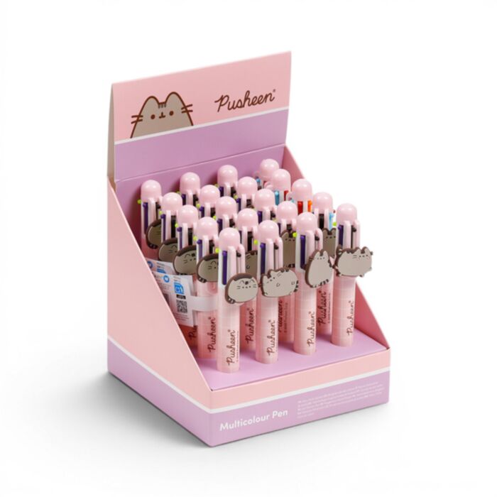 Caneta Multicolor com detalhe em PVC Pusheen (6 Cores)