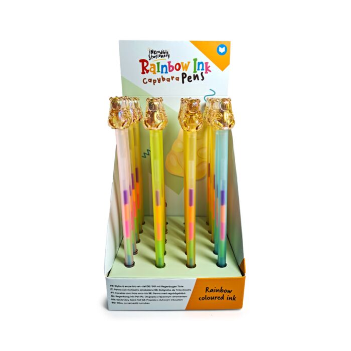 Caneta com tinta arco-íris Capivara