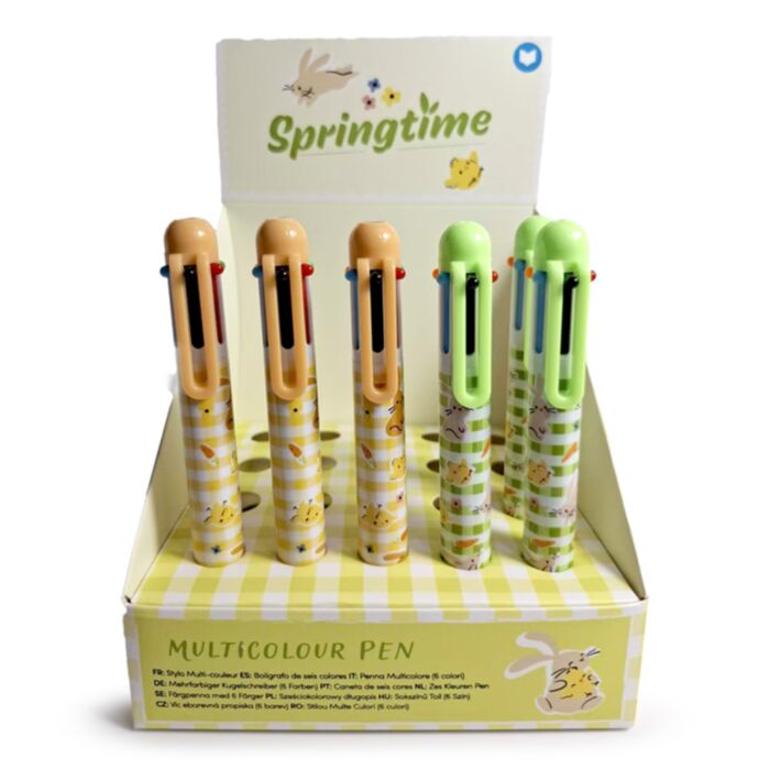 Caneta Multicor (6 Cores) Springtime Coelho e Pintinho