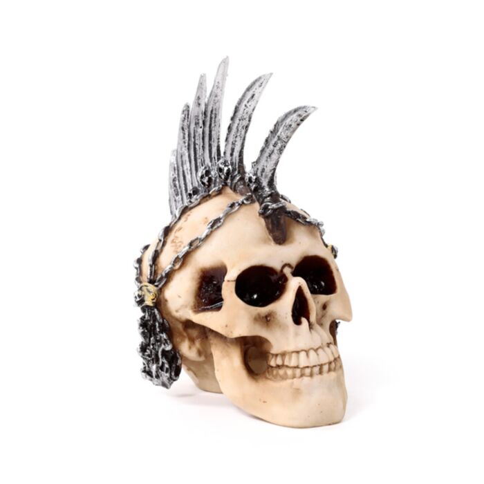 Caveira punk com correntes e lâminas Moicano