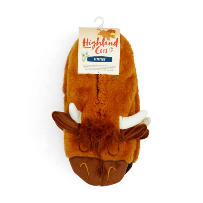 Pantufa antiderrapantes de pelúcia, tamanho 36-38 Highland Coo Cow