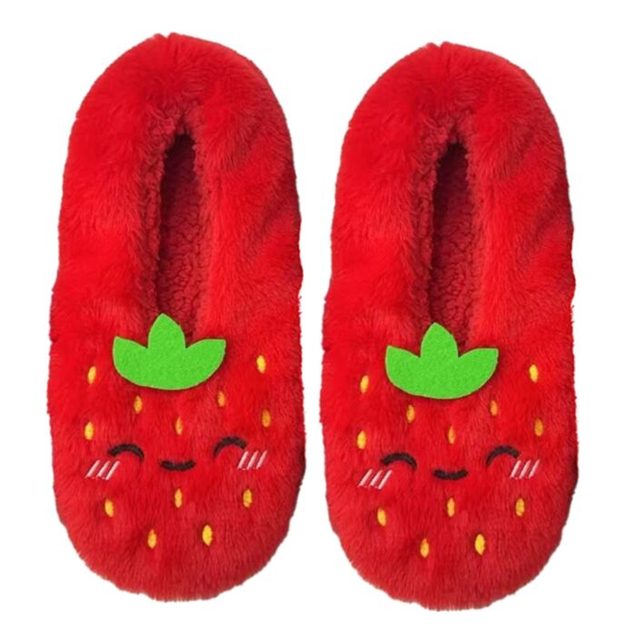 Pantufas antiderrapantes de pelúcia, tamanho 39-41 Foodiemals Morango