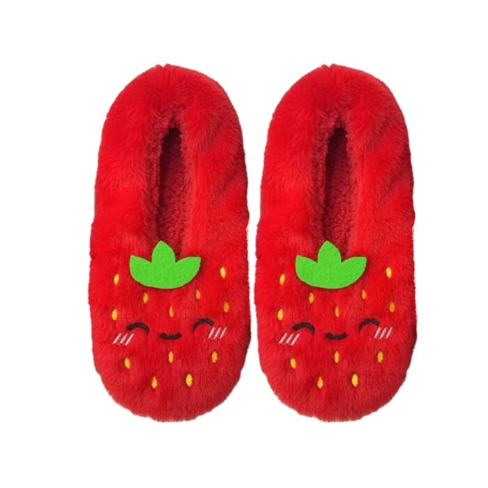 Pantufa antiderrapantes de pelúcia, tamanho 36-38 Foodiemals Morango