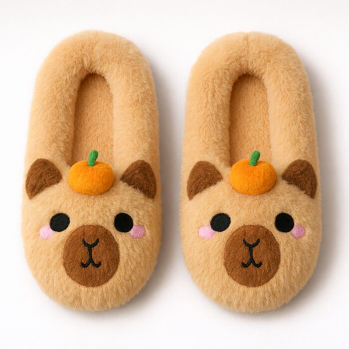 Pantufas antiderrapantes de pelúcia, tamanho 39-41 Capivara