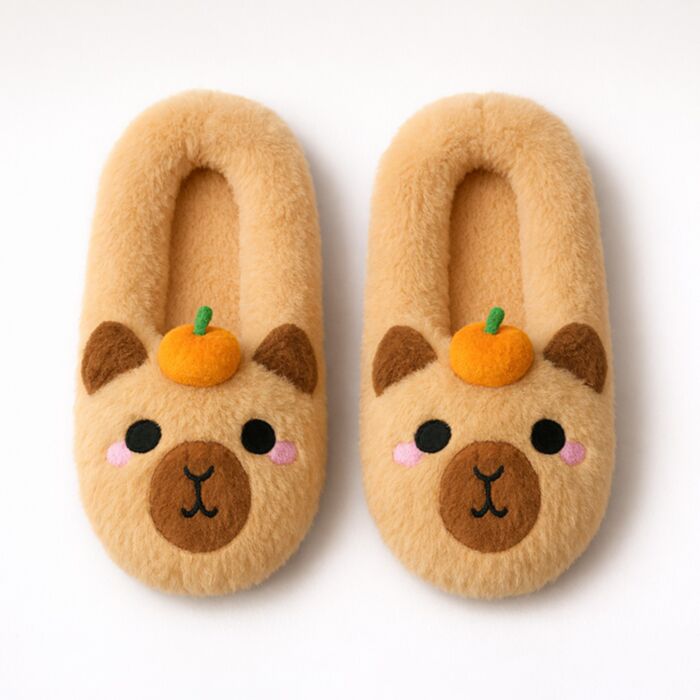 Pantufa antiderrapantes de pelúcia, tamanho 36-38 Capivara