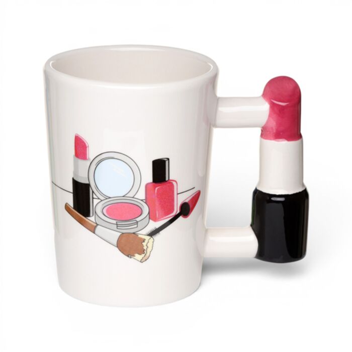 Caneca de cerâmica com Asa em forma de Pinta-lábios