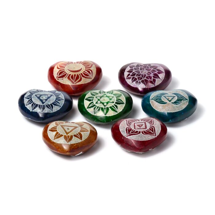 Queimador de incenso pedra-sabão forma coração imagens esculpidas