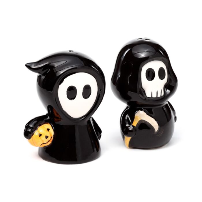 Set de Sal e Pimenta em cerâmica Rapaz Caveira e fantasma