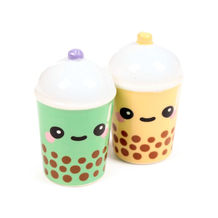 Set de Sal e Pimenta em cerâmica Foodiemals Chá de bolhas Boba e Matcha