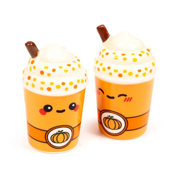 Set de Sal e Pimenta em cerâmica Foodiemals Latte com especiarias de abóbora