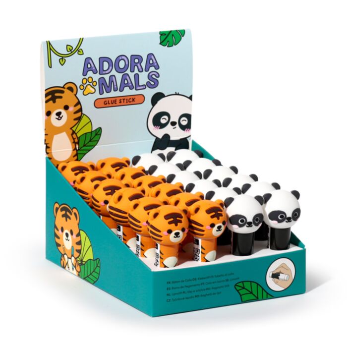 Cola em barra Adoramals Selvagem Tigre e Panda