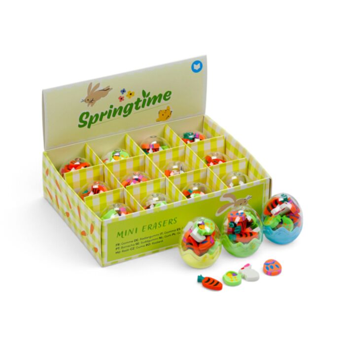 Springtime Mini Borrachas Decorativas num Pote em Forma de Ovo