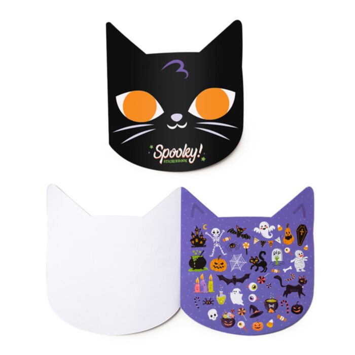 Autocolantes Spooky e livro de autocolantes em forma de gato