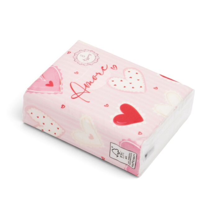 Pacote com 8 lenços de bolso Amore Heart Coração