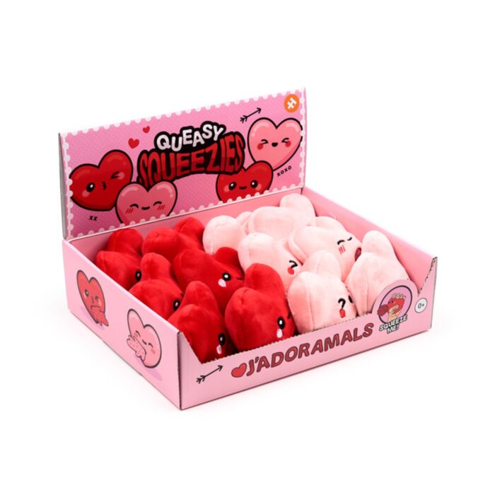 Brinquedo de pelúcia espremível Queasy Squeezies J´Adoramals Heart Coração