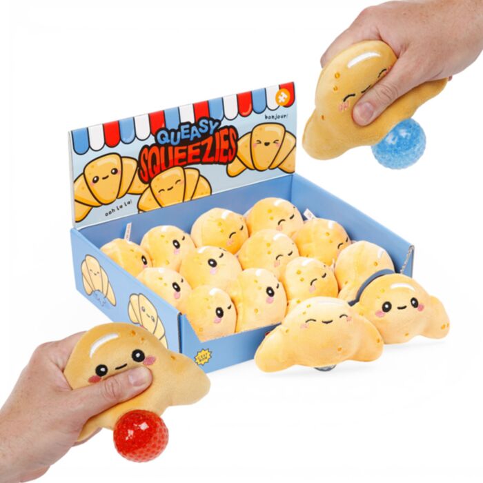 Brinquedo de pelúcia espremível Queasy Squeezies Foodiemals Boulangerie Croissant 