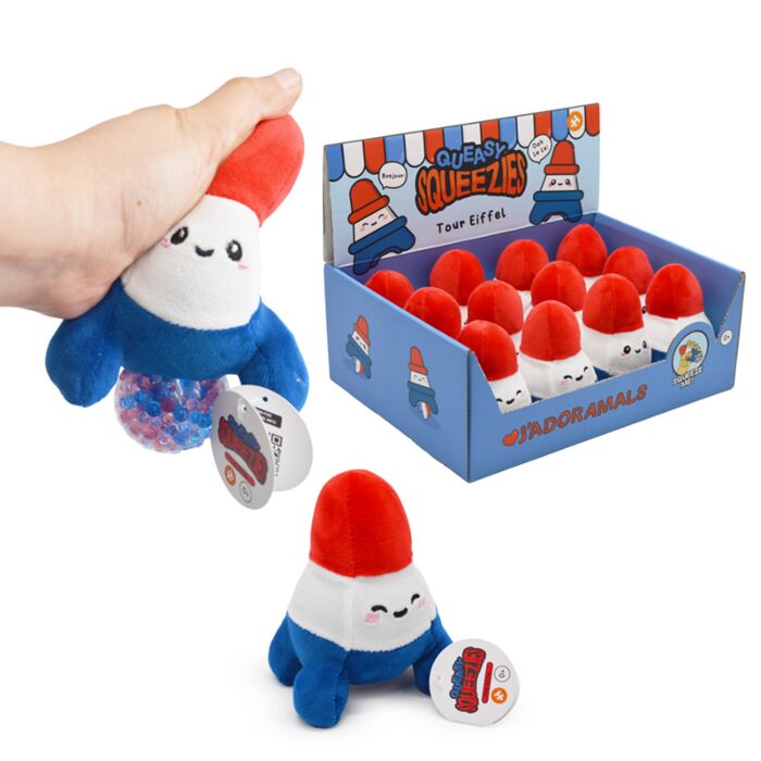 Brinquedo de pelúcia espremível Queasy Squeezies Je t'aime Paris Tour Eiffel