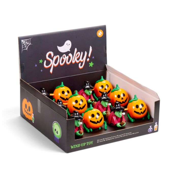 Brinquedo de corda com bruxa assustadora e abóbora Spooky