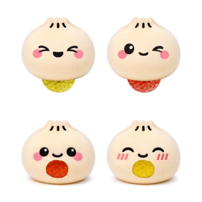 Brinquedo de pelúcia espremível Queasy Squeezies Foodiemals Bao House Bao Bun