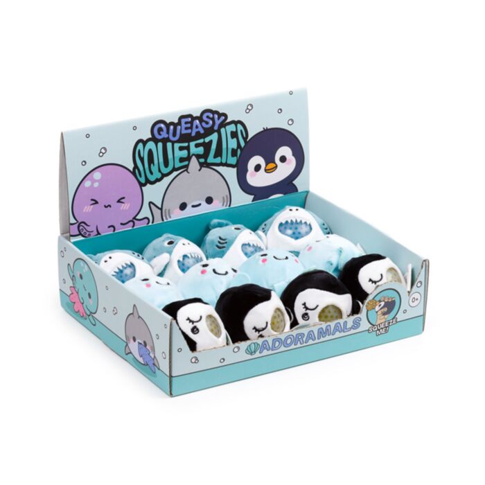 Criaturas Marinha para Espremer Queasy Squeezies Polvo, Tubarão, Pingüim