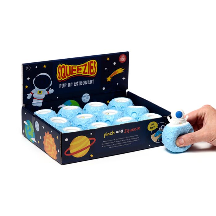 Brinquedo Squeezy Astronauta e planeta Pop Out