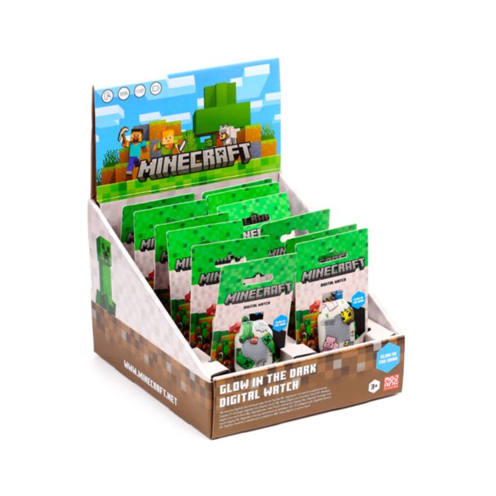 Relogio Digital em Silicone Brilha no escuro - Minecraft