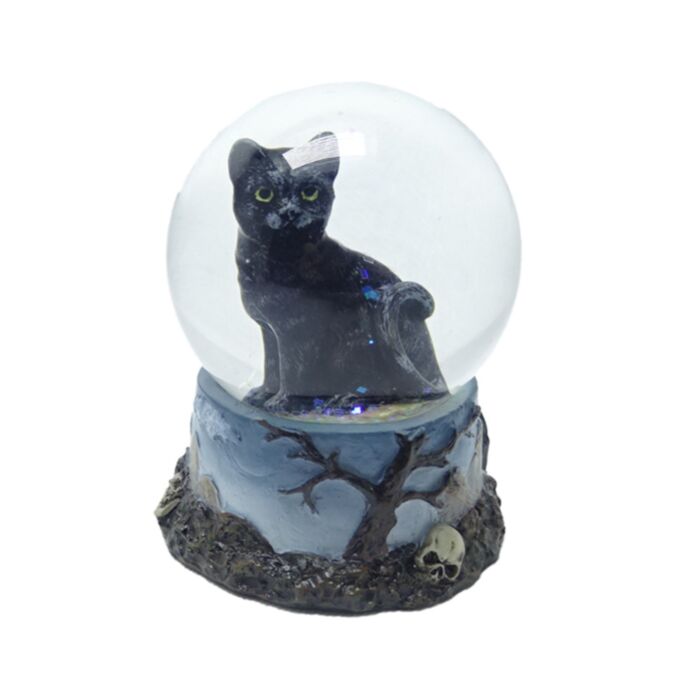 Globo de neve com gato preto