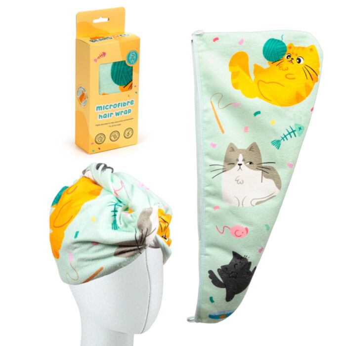 Toalha de microfibra para o cabelo Beans & Co Gatos