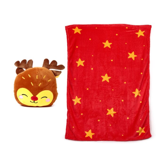 Peluche e cobertor de viagem 2 em 1 Blankeazzz - Amigos Festivos Natal Rudolph